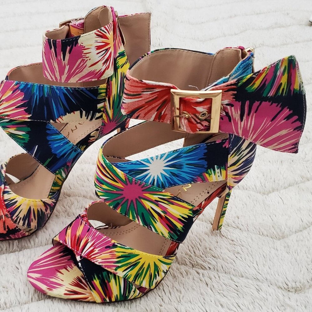 Liliana "Floral" Printed Strappy Open Toe High Heels